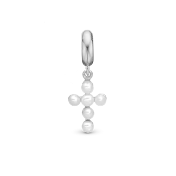 Pearl cross charm, Sølv - Charm til 4 mm Christina armbånd