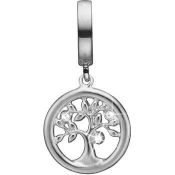 Christina Collect sølv mini charm, Livets træ med glimtende topas - Tree Of Life - med blank overflade, model 623-S176