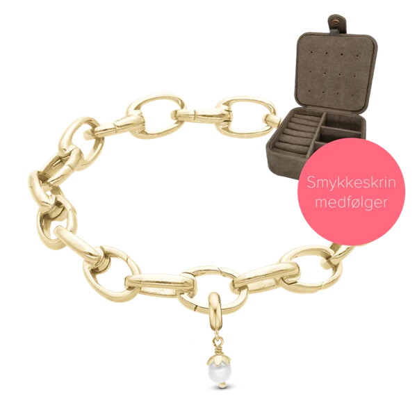 Embrace kampagne armbånd i forgyldt med 4 mm forgyldt perle charm & smykkeskrin