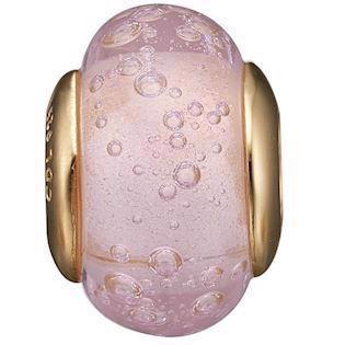 Christina Collect forgyldt sølv rosa glas charm til læderarmbånd, Bubly Pink Globe med blank overflade, model 630-G159