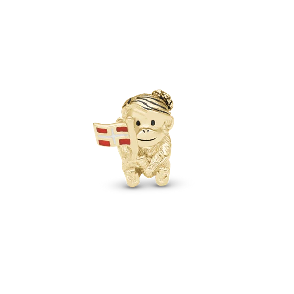 Cute monkey - Celebration forgyldt sølv charm til 6 mm læderarmbånd fra Christina Collect