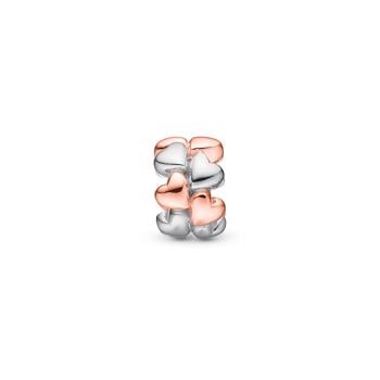 Hearts & love rosa forgyldt sølv og sølv charm til 6 mm læderarmbånd fra Christina Collect