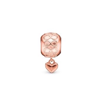 Eternity Lock rosa forgyldt sølv charm til 6 mm læderarmbånd fra Christina Collect