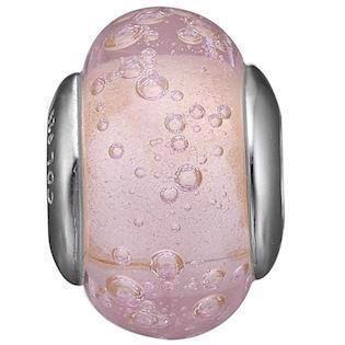 Christina Collect sølv rosa glas charm til læderarmbånd, Bubly Pink Globe med blank overflade, model 630-S159