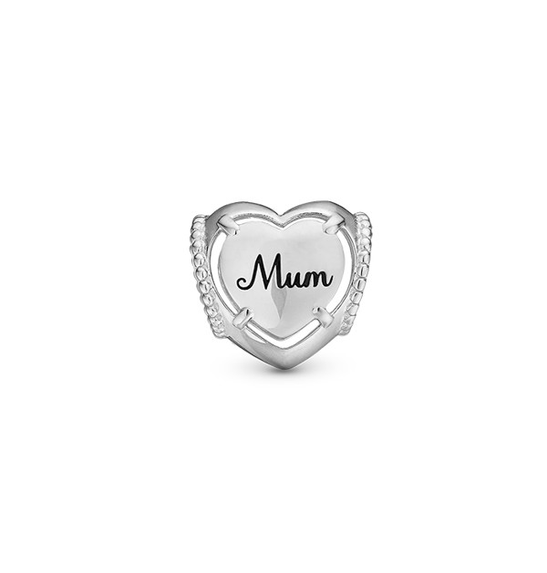 Mum I Love You sølv læderarmbånds charm, fra Christina Collect
