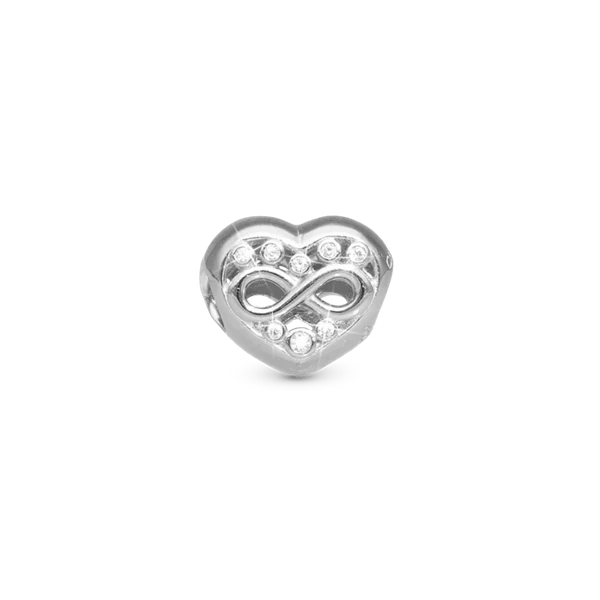Eternity Love Heart sølv charm til 6 mm læderarmbånd fra Christina Collect