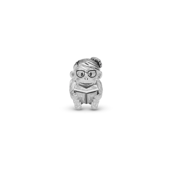 Cute monkey - Student  sølv charm til 6 mm læderarmbånd fra Christina Collect