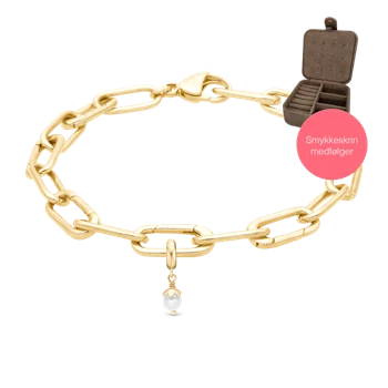 Embrace kampagne armbånd i smalt forgyldt med 4 mm forgyldt perle charm & smykkeskrin