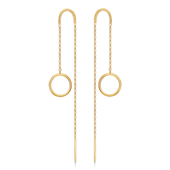 Smukke 8 kt guld ørehænger med cirkel og kæde fra Støvring Design