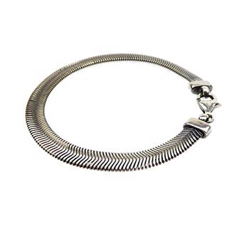 6,4 mm oval slange armbånd i sterling sølv med let oxyderet overflade