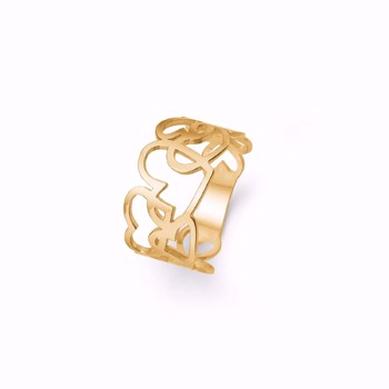 Guld & Sølv design 14 karat guld Fingerring, Hjerter med blank overflade, bredde 12 mm