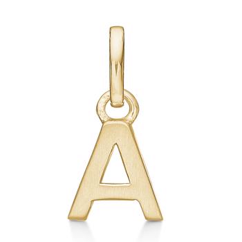 Bogstav vedhæng 8 mm, A i 8 karat guld med mat og blank side