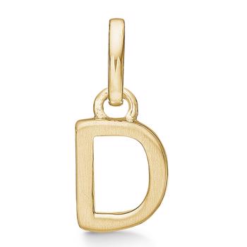 Bogstav vedhæng 8 mm, D i 8 karat guld med mat og blank side