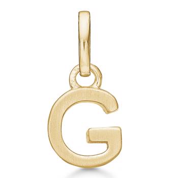 Bogstav vedhæng 8 mm, G i 8 karat guld med mat og blank side