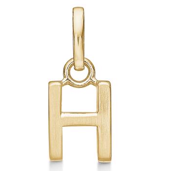 Bogstav vedhæng 8 mm, H i 8 karat guld med mat og blank side