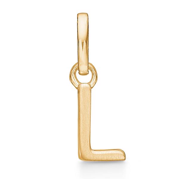 Bogstav vedhæng 8 mm, L i 8 karat guld med mat og blank side
