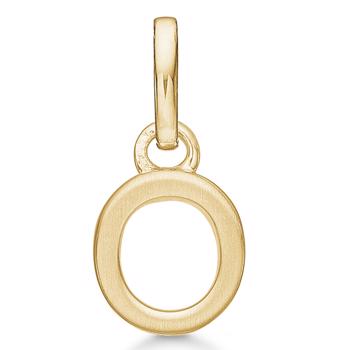 Bogstav vedhæng 8 mm, O i 8 karat guld med mat og blank side