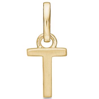 Bogstav vedhæng 8 mm, T i 8 karat guld med mat og blank side