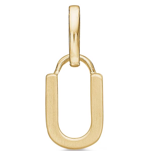 Bogstav vedhæng 8 mm, U i 8 karat guld med mat og blank side