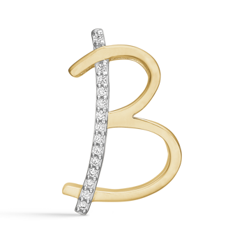 Bogstav vedhæng 15 mm, B i 8 karat guld med zirkonia