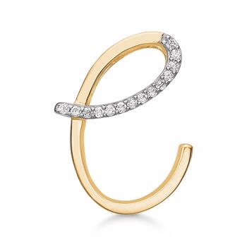 Bogstav vedhæng 15 mm, C i 8 karat guld med zirkonia