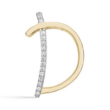Bogstav vedhæng 15 mm, D i 8 karat guld med zirkonia