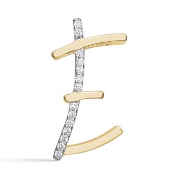 Bogstav vedhæng 15 mm, E i 8 karat guld med zirkonia
