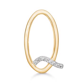Bogstav vedhæng 15 mm, Q i 8 karat guld med zirkonia