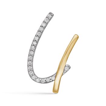Bogstav vedhæng 15 mm, U i 8 karat guld med zirkonia