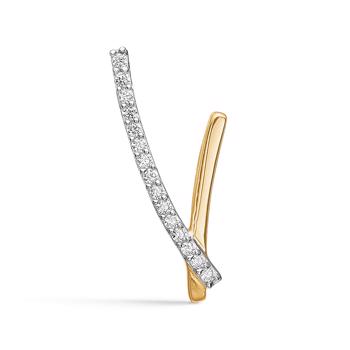 Bogstav vedhæng 15 mm, V i 8 karat guld med zirkonia