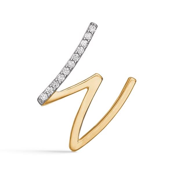 Bogstav vedhæng 15 mm, W i 8 karat guld med zirkonia