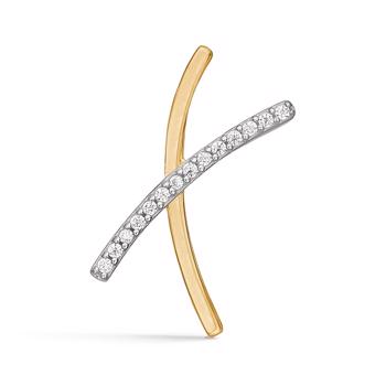Bogstav vedhæng 15 mm, X i 8 karat guld med zirkonia