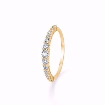 Guld & Sølv Design, ring i 8 karat guld med glitrende hvide zirkonia