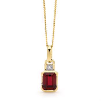 Bee Jewelry Ruby and Diamond 9 kt guld collier
