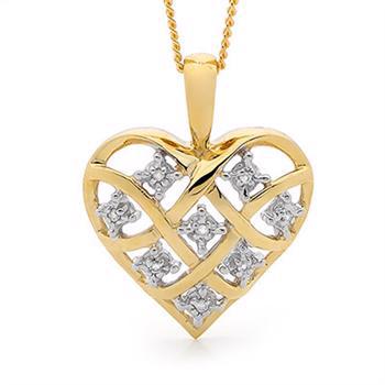 Model 64747, Guld hjerte vedhæng med 8 x 0,005 ct diamant
