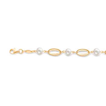 Smuk og elegant halskæde i 8 karat guld med ovale led og ferskvandsperler fra Støvring Design