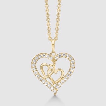 Smukt hjerte vedhæng i 8 kt guld med glitrende zirkonia fra Støvring Design