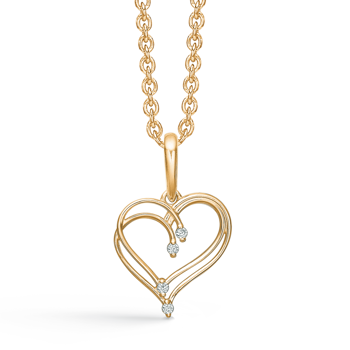 Dobbelt hjerte vedhæng med zirkonia i 8 t. guld fra Støvring Design