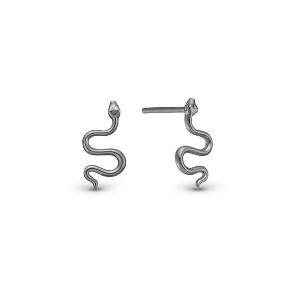 Slange øreringe i ruthenium belagt sølv - Christina Jewelry