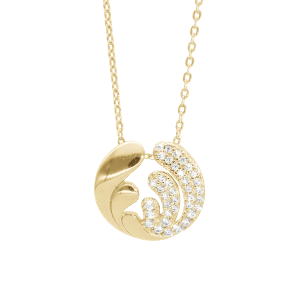 Ocean Splash vedhæng og halskæde i Forgyldt sterling sølv fra Christina Jewelry