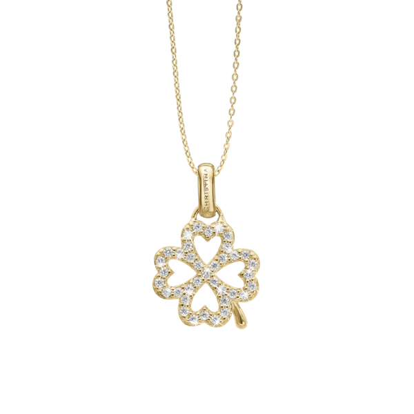 Shimmery Clover vedhæng og halskæde i Forgyldt sterling sølv fra Christina Jewelry