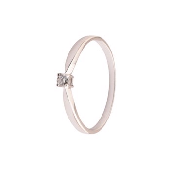 Elegant og klassisk 14 kt hvidguld Solitaire Fingerring fra LogG