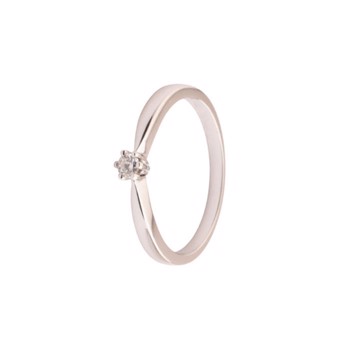 Klassisk 14 kt hvidguld Solitaire Fingerring fra LogG