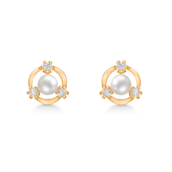 Smukke og klassiske ørestikkere med perler og zirkona i 14 karat guld  fra Støvring Design