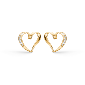 Støvring Design's Smukke asymetriske hjerte ørestikker med glitrende zirkonia på hele den ene side, måler 11 x 11 mm
