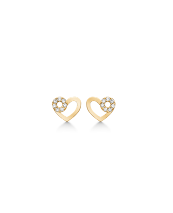 Støvring Design's flotte hjerteørestikker i 14kt guld med cirkler pyntet med Zirkonia krystaller