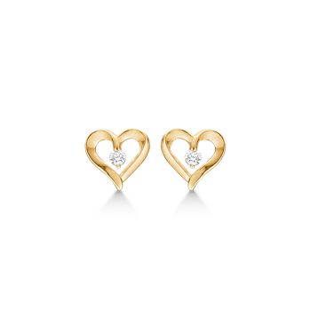 Støvring Design's Smukke små hjerte ørestikker med lille glitrende zirkonia inden i, måler 7 x 7 mm