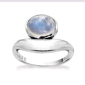 Rabinovich Sterling sølv fingerring, Marble blue med rainbow månesten