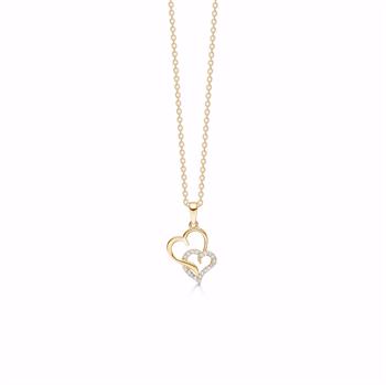 8 kt dobbelthjerte vedhæng zirkonia