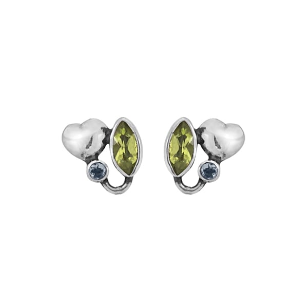 Rabinovich Sterling sølv øreringe, Tinted Heart med peridot/topas